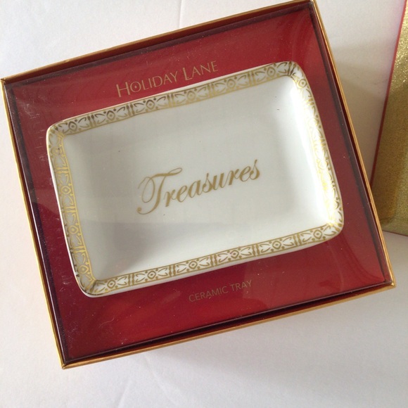 MACYS HOLIDAY LANE WHITE CERAMIC TRINKET T… - Picture 2 of 6